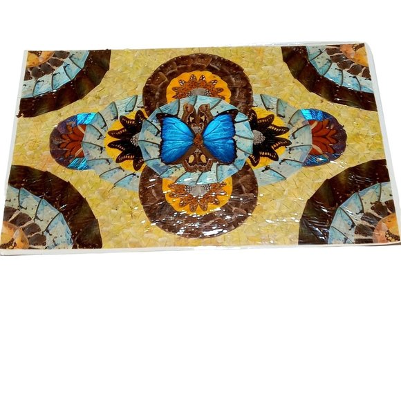 Vintage Butterfly Wing Art 24 x 16 Collage Authentic Insect Taxidermy B6 - Picture 1 of 14